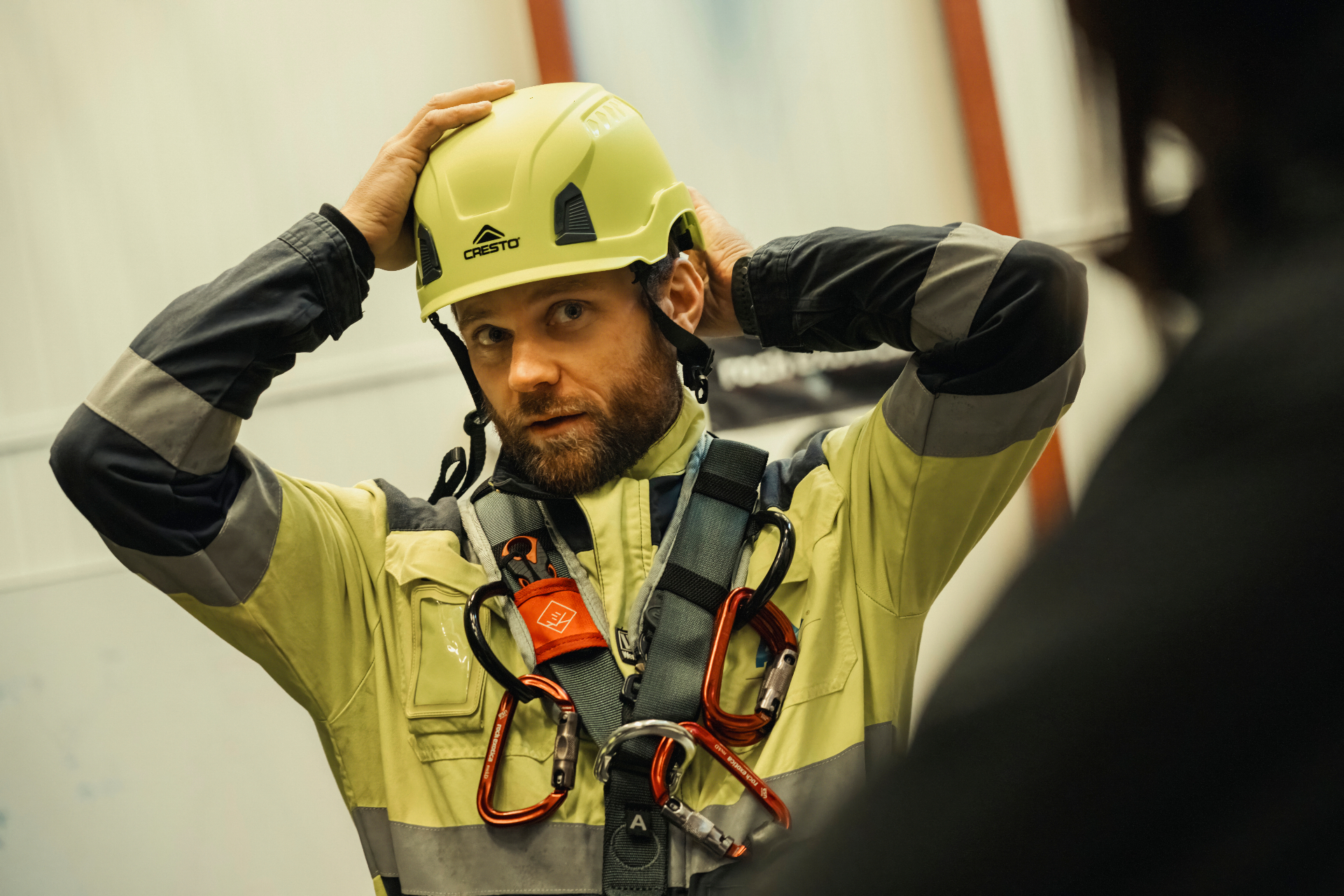 Safety professionals working together at height